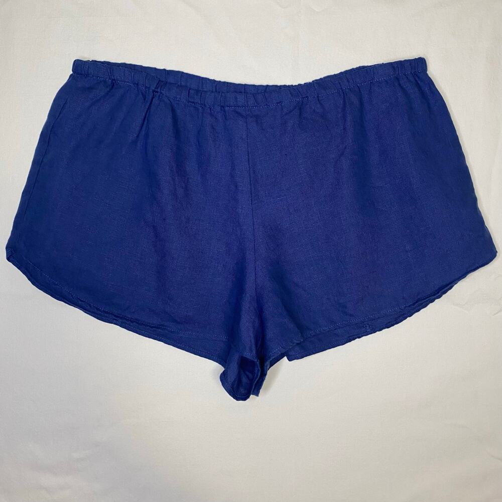 Reformation Women's L French Blue Tillie 100% Linen Micro Shorts Low Rise Summer